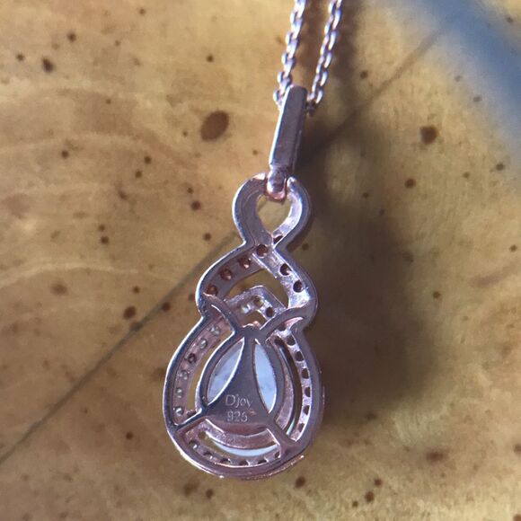 Natural Rainbow Moonstone Gold Vermeil Sterling Silver Necklace - Picture 4 of 7